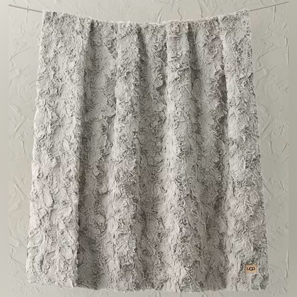UGG Adalee Faux Fur Throw, 50" x 70" Seal Gray NWT - Picture 3 of 6